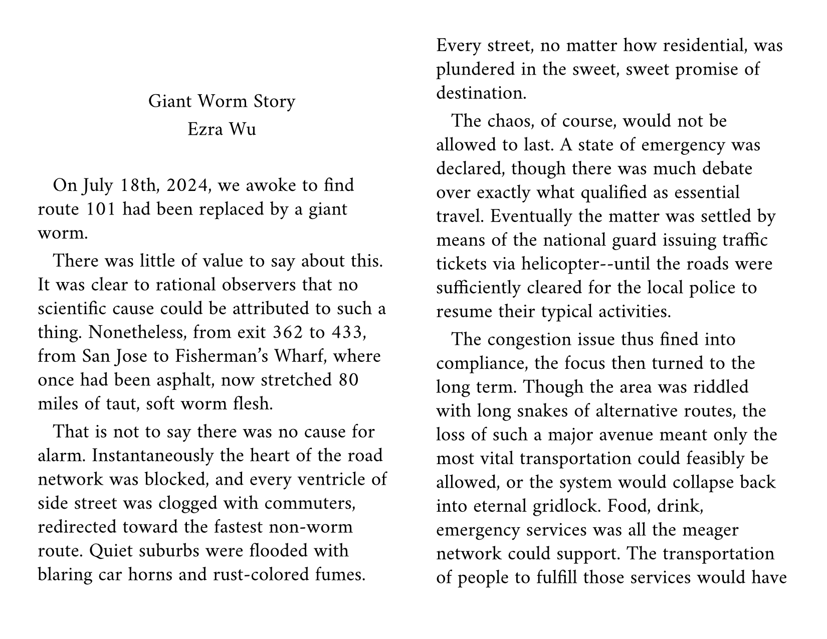 Text of the story Giant Worm Story - probably best to read the story at /giant_worm_story.html